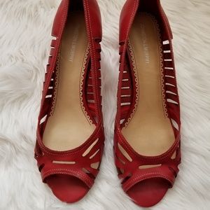 Johnston & Murphy Red Shoes, Open Toe, Size 10